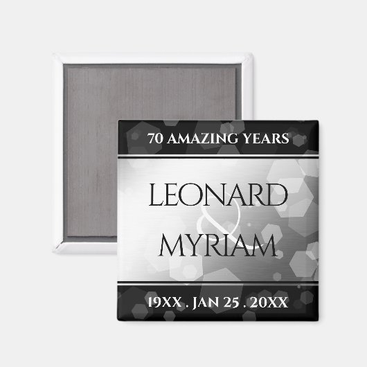 Elegant 70th Platinum Wedding Jubileum Magneet (Voorkant / Achterkant)