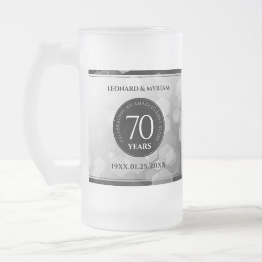 Elegant 70th Platinum Wedding Jubileum Matglas Bierpul (Links)