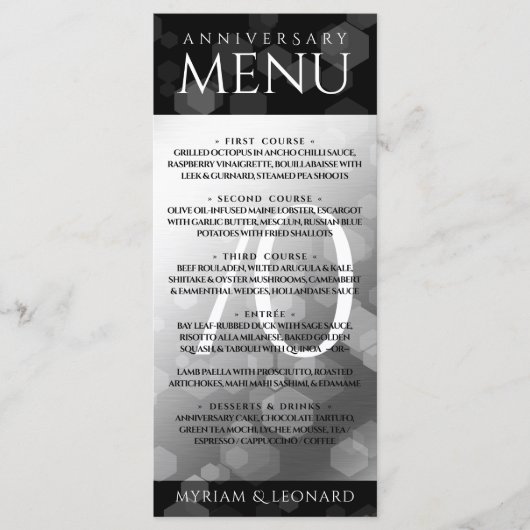 Elegant 70th Platinum Wedding Jubileum Menu (Voorkant)