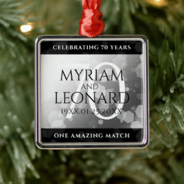 Elegant 70th Platinum Wedding Jubileum Metalen Ornament