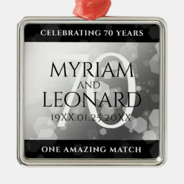 Elegant 70th Platinum Wedding Jubileum Metalen Ornament
