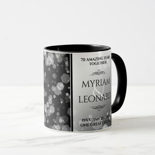 Elegant 70th Platinum Wedding Jubileum Mok (Voorkant rechts)