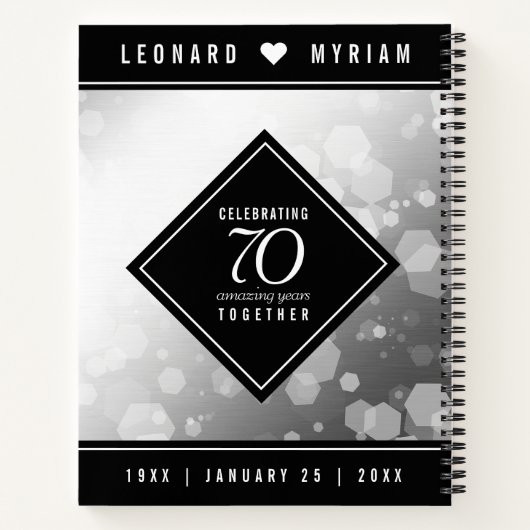 Elegant 70th Platinum Wedding Jubileum Notitieboek (Achterkant)