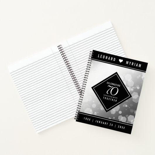 Elegant 70th Platinum Wedding Jubileum Notitieboek (Binnen)