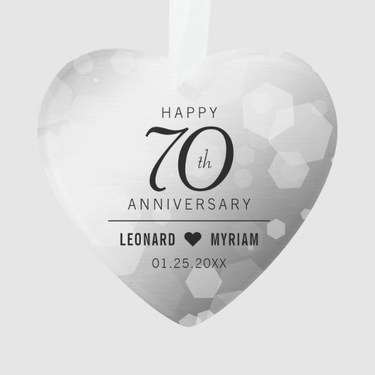 Elegant 70th Platinum Wedding Jubileum Ornament (achterkant)