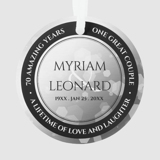 Elegant 70th Platinum Wedding Jubileum Ornament (achterkant)