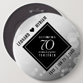 Elegant 70th Platinum Wedding Jubileum Ronde Button 6,0 Cm (Voorkant /achterkant)