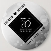 Elegant 70th Platinum Wedding Jubileum Ronde Button 6,0 Cm (Voorkant)