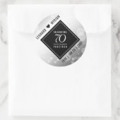 Elegant 70th Platinum Wedding Jubileum Ronde Sticker (Tas)