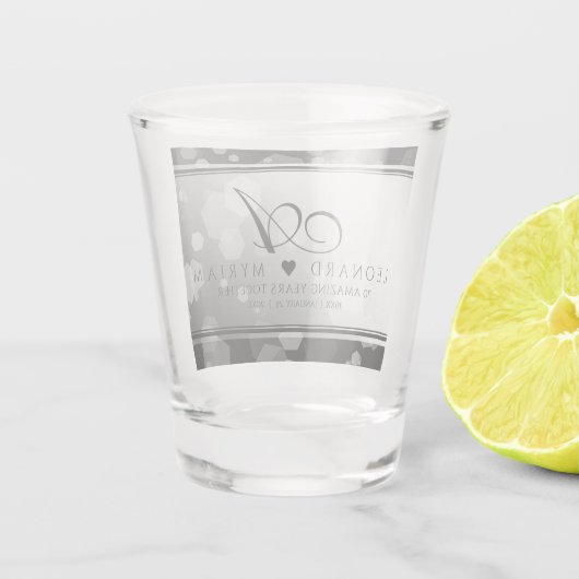 Elegant 70th Platinum Wedding Jubileum Shot Glas (Achterkant)