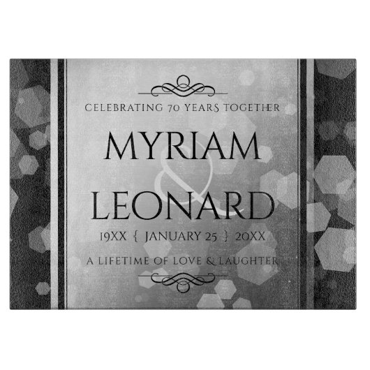 Elegant 70th Platinum Wedding Jubileum Snijplank (Voorkant)