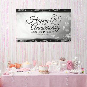 Elegant 70th Platinum Wedding Jubileum Spandoek