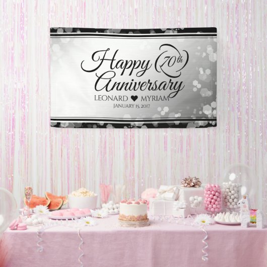 Elegant 70th Platinum Wedding Jubileum Spandoek (Feest)