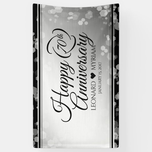 Elegant 70th Platinum Wedding Jubileum Spandoek (Verticaal)