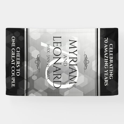 Elegant 70th Platinum Wedding Jubileum Spandoek (Horizontaal)