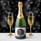 Elegant 70th Platinum Wedding Jubileum Sparkling Wijnetiket