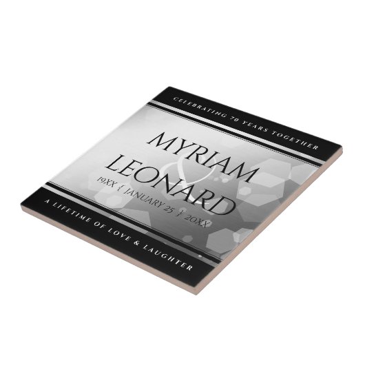 Elegant 70th Platinum Wedding Jubileum Tegeltje (Zijkant)