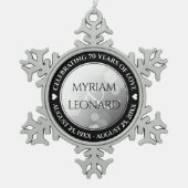 Elegant 70th Platinum Wedding Jubileum Tin Sneeuwvlok Ornament (Voorkant)