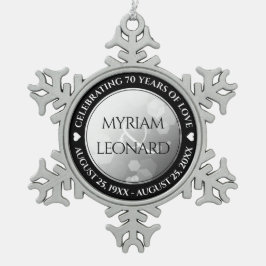Elegant 70th Platinum Wedding Jubileum Tin Sneeuwvlok Ornament