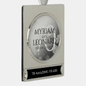 Elegant 70th Platinum Wedding Jubileum Verzilverd Banner Ornament (Rechts)