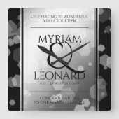 Elegant 70th Platinum Wedding Jubileum Vierkante Klok (Voorkant)