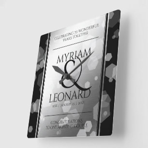 Elegant 70th Platinum Wedding Jubileum Vierkante Klok