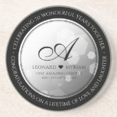 Elegant 70th Platinum Wedding Jubileum Zandsteen Onderzetter (Voorkant)