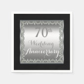 Elegant 70th Silver en Diamonds Jubileum Servetten (Voorkant)