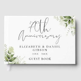 Elegant 70th Wedding Anniversary Floral Greenery Gastenboek