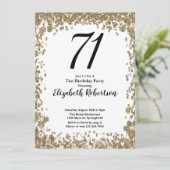 Elegant 71st Birthday Invitation With Gold Sequins Kaart (Staand voorkant)