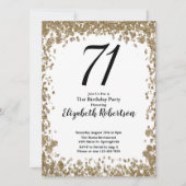 Elegant 71st Birthday Invitation With Gold Sequins Kaart (Voorkant)