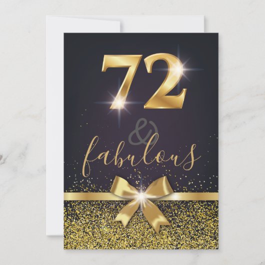 Elegant 72 & Fabulous Gold Glitter 72e verjaardag Kaart (Voorkant)