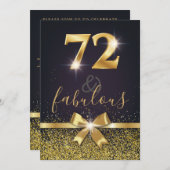 Elegant 72 & Fabulous Gold Glitter 72e verjaardag Kaart (Voorkant / Achterkant)