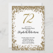 Elegant 72nd Birthday Invitation With Gold Sequins Kaart (Voorkant)
