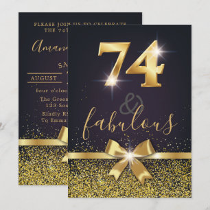 Elegant 74 & Fabulous Gold Glitter 74th Birthday Kaart
