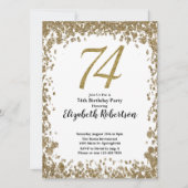 Elegant 74th Birthday Invitation With Gold Sequins Kaart (Voorkant)