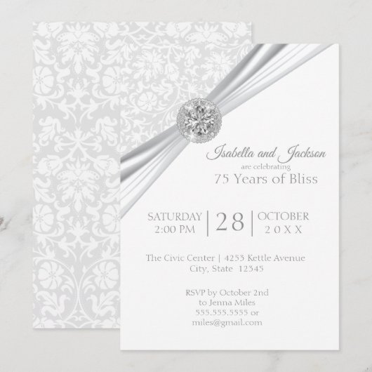 Elegant 75 / 60 Diamanten Jubileum Ontwerp Kaart (Voorkant / Achterkant)