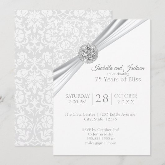 Elegant 75 / 60 Diamond Jubileum Ontwerp Kaart (Voorkant / Achterkant)