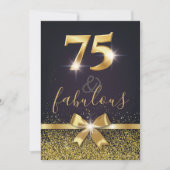 Elegant 75 & Fabulous Gold Glitter 75th Birthday Kaart (Voorkant)