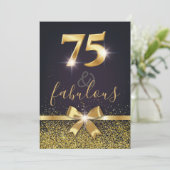 Elegant 75 & Fabulous Gold Glitter 75th Birthday Kaart (Staand voorkant)