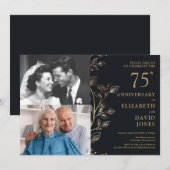 Elegant 75e bruiloft Jubileum 2 Foto Kaart (Voorkant / Achterkant)