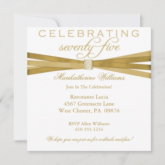 Elegant 75e verjaardag Uitnodigingen (Voorkant)