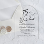 Elegant 75e verjaardagsfeestje acryl uitnodigingen