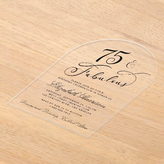 Elegant 75e verjaardagsfeestje acryl uitnodigingen (Laagn)