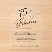 Elegant 75e verjaardagsfeestje acryl uitnodigingen (Voorkant)