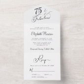 Elegant 75e verjaardagsfeestje all in one uitnodiging (Binnen)