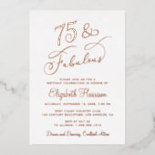 Elegant 75e verjaardagsfeestje folie uitnodiging (Voorkant)