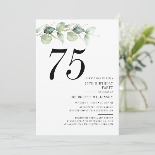 Elegant 75e verjaardagsfeestje kaart (Staand voorkant)