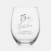 Elegant 75e verjaardagsfeestje wijnglas zonder voet (Voorkant)