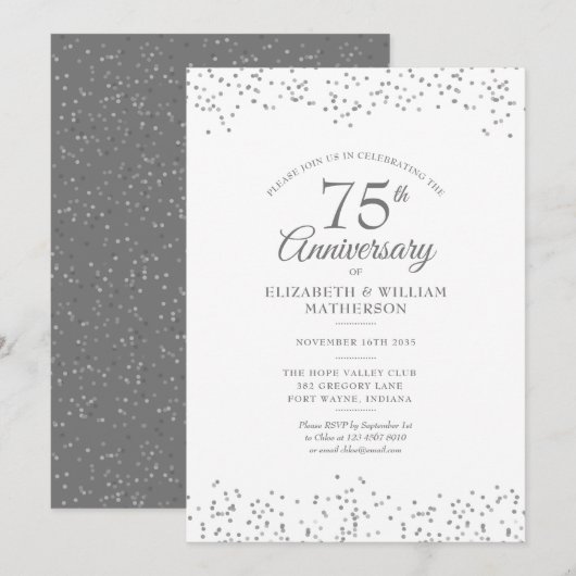 Elegant 75ste bruiloft Jubileum Confetti Kaart (Voorkant / Achterkant)